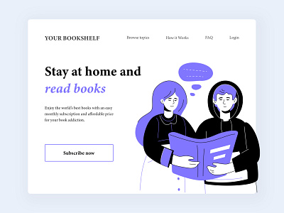 Stay at home and read books books design illustration minimal read stayhome typography ui vector web website