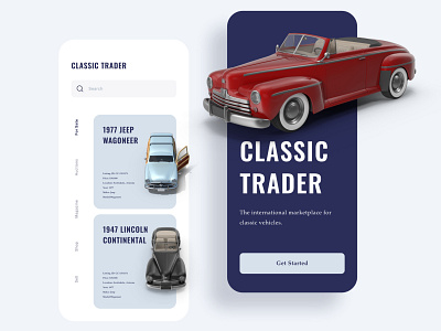 dribbble 3d app cap app classic car design sketch ui vintage car