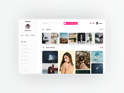 Instagram Desktop Concept 📷 minimal modern simple social media ui ui design ui designer user interface ux design web design