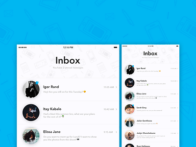 Inbox UI blue daily dailyui imessage inbox message sms text message texting ui user interface ux