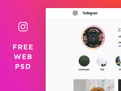 FREE Instagram Web Profile PSD (2018) free free psd instagram instagram mockup instagram psd ui psd web design web psd