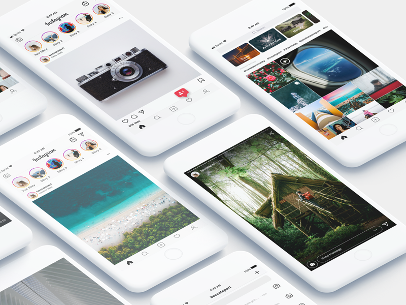 Instagram UI Kit (October 2018) instagram mockup igtv social media user profile instagram template ux ui instagram