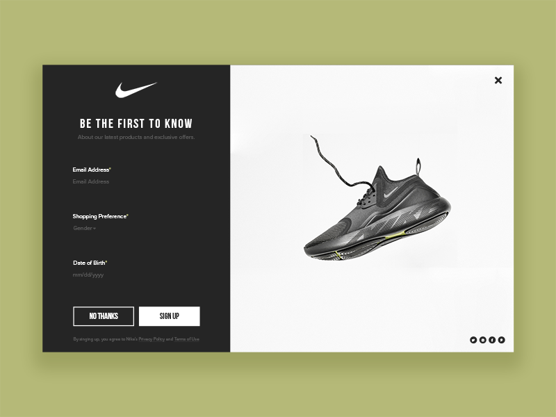 Daily UI #016 - Popup modern minimal shoe user interface design challenge designer ux design popup sports nike ui designer dailyui