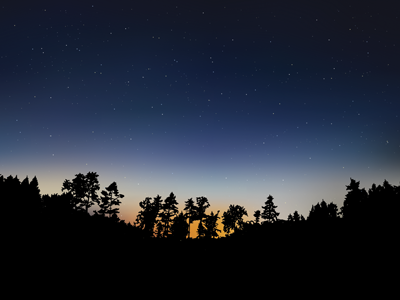 bad moon rising night silhouette sky stars sunset treeline trees twilight