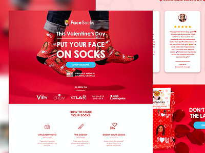 Face Socks Valentines Day Landing Page ad cro design landing page ux