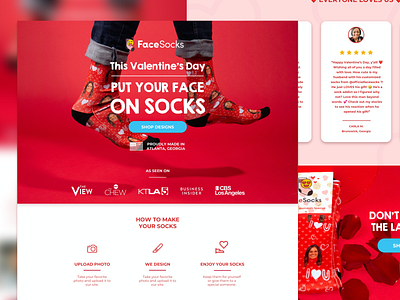 Face Socks Valentines Day Landing Page