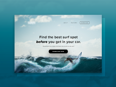 Surfing Landing Page app hero image home page landing page surfing ui ux website