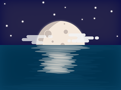 Moon Reflection clouds drawing figma illustrator moon water