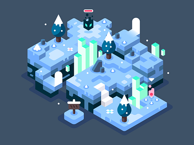 Mystic battle blue design ice illustration illustrator isometric landscape nature snow vector video games