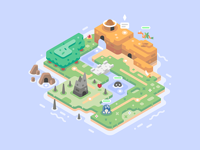 Mini World adventure cave desert design dragon field forest illustration illustrator isometric landscape level mountain nature vector video games world