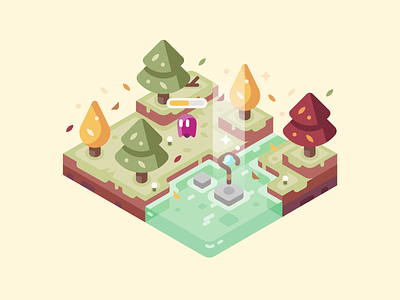 Autumn autumn leaves creep design fall games illustration isometric landscape nature trees water wizard staff