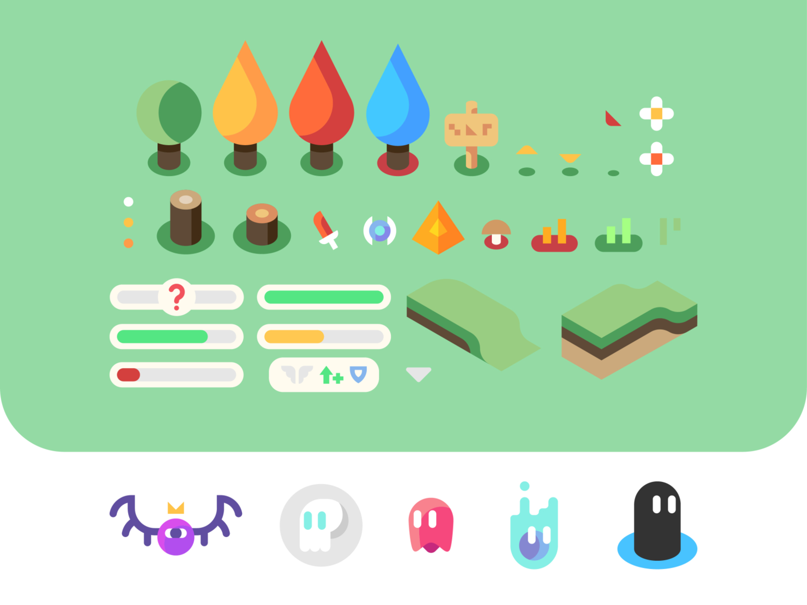 Sprites design games isometric landscape nature sprite sprite sheet sprites trees vector video games