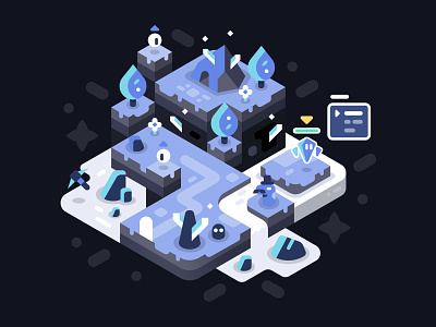 Strange Cave crystals illustration isometric landscape level design monsters vector video game