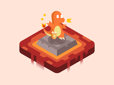 Charmander charmander fire illustration landscape lava pokemon pokémon starter