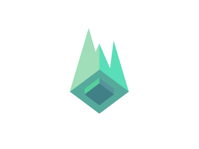 3D Green abstract cube dimensions green mountains logo minimal shapes simple trees