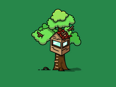 Treehouse bold design green illustration simple treehouse