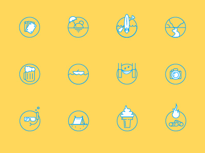 Summer Icons design graphic design icons simple simple icons summer vector