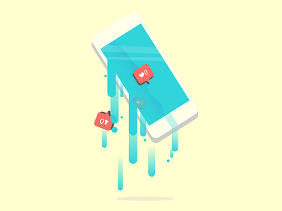 Drowning in social media drowning followers illustration likes messages mobile social media