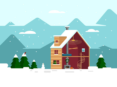 Winter home house illustration mountains snow vector vector illustration winter house