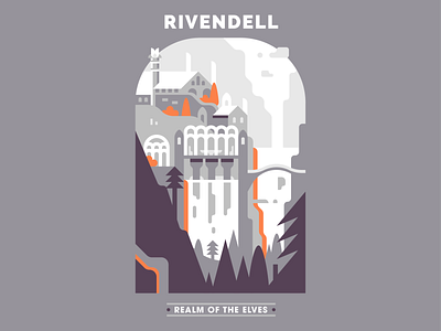 Rivendell design elves fantasy illustration illustrator landscape rivendell the lord of the rings vector