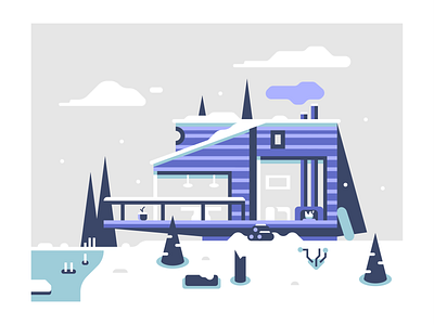 Winter Home design house illustration illustrator nature vector winter winter home
