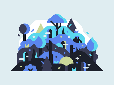 Caves blue caves design illustration illustrator nature trees vector