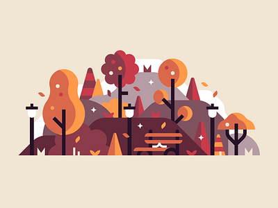 Lonely Park design illustration illustrator nature park trees vector