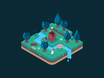 Dark Forest design forest illustration illustrator isometric isometric illustration landscape nature shield sword vector video games woods