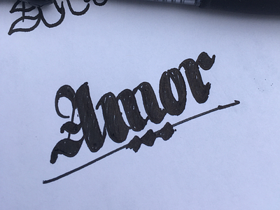 Amor lettering blackletter ink lettering script