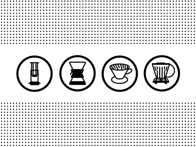 Coffee Brewing Icons aeropress brewing chemex clever coffee dots icons v60