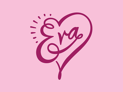 Eva heart ligature loop pink script