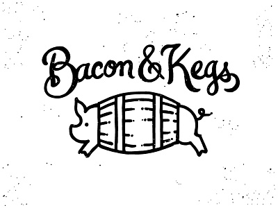 Bacon and Kegs Logo ampersand bacon illustration kegs logo pig script