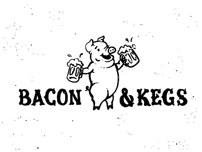 Bacon and Kegs Logo 2 ampersand bacon illustration kegs logo pig western type