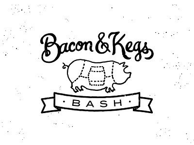 Bacon and Kegs Logo 3 ampersand bacon illustration kegs logo pig script