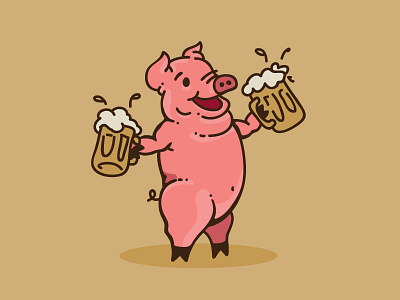 Axed Bacon bacon beer illustration kegs logo pig pink