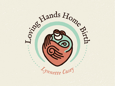 Home Birth Logo baby green healing hand heart line art logo loving hands midwife pink stroke