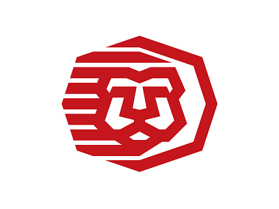 Lion refined bold hexagon lines lion logo mark simple stroke