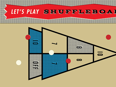 Shuffleboard Poster dots game halftone poster shuffleboard vintage
