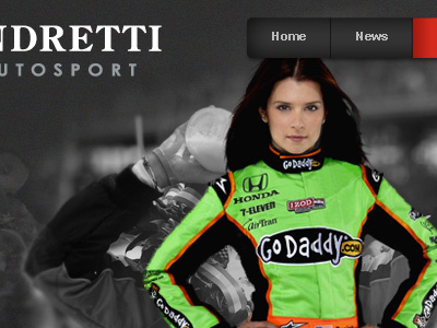 Andretti Autosport buttons go daddy tabs web design