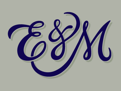 E & M ampersand e hand drawn m script