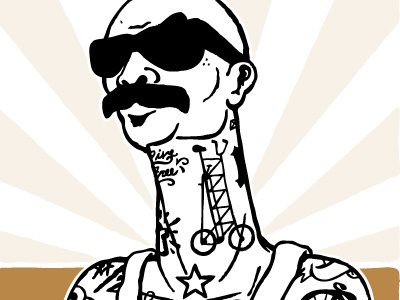 Pedal Craft Poster Detail cholo face illustration ink moustache pedal craft sun glasses tall bike tattoos