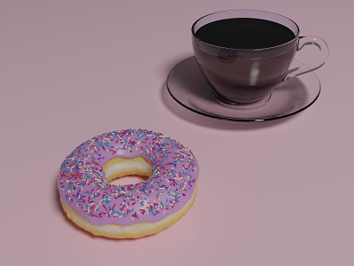 Donut and coffee 3d modeling