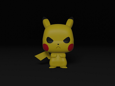 Grumpy Pikachu 3d modeling blender