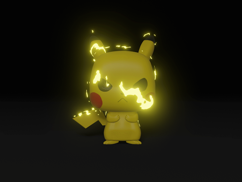 Electrified Grumpy Pikachu 3d modeling blender
