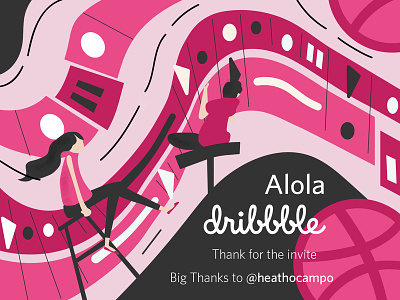 Alola animation dribbble first hello illustration pink shots