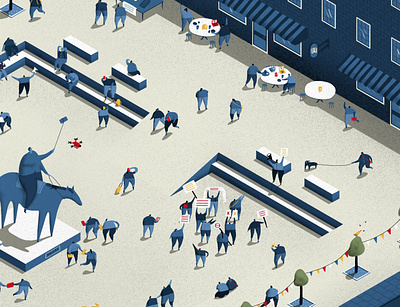 Town Square blue debate discussion editorial editorial illustration first amendment freedom of speech isometric isometric illustration knights irst amendment institute technology town square