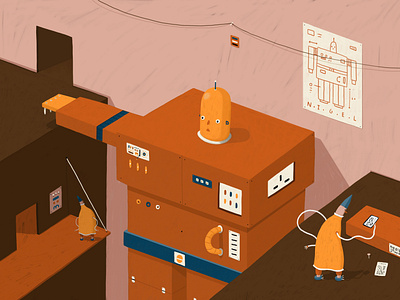 Building a Robot building colour flat pack ikea illustration isometric robot robotics