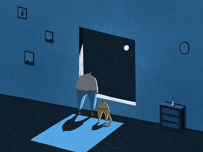 Parenting during lockdown - For NYT anxiety blue editorial illustration isolation new york times night nyt parenting sadness sleepless nights stress