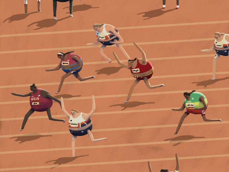 Tokyo 2020 - Women's 800m competition exercise runners usa character fun illustration sports illustration sports team gb 800m sprint olympic games tokyo 2020 track track and field running olympics