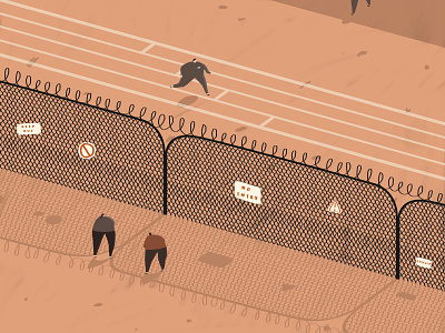 Prison / Jail / The Slammer adobe stock character courtyard exercise fence fun illustration isometric jail keep out no entry people prison stock the big house the slammer